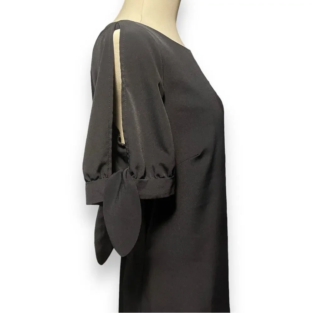 AB Studio Tie Split Sleeve Sheath Dress Black 12